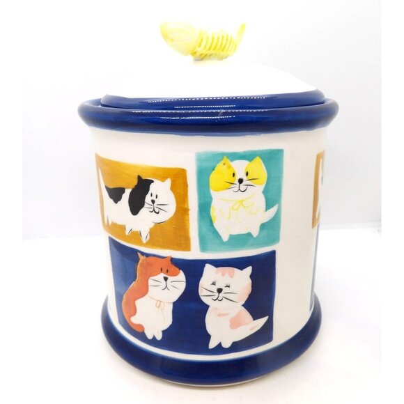 Ceramic Cat Treat Canister with Sealed Lid 8.5" Tall preowned - Picture 3 of 5